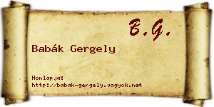 Babák Gergely névjegykártya
